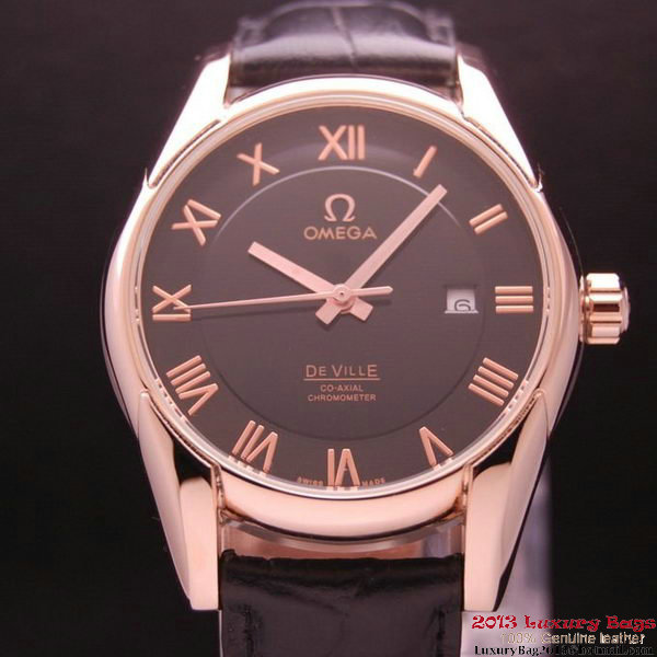 OMEGA DE VILLE Co-AXIAL CHRONOMETER Red Gold on Black Leather Strap OM77024 OMEGA DE VILLE Co-AXIAL CHRONOMETER Red Gold on Black Leather Strap OM77024