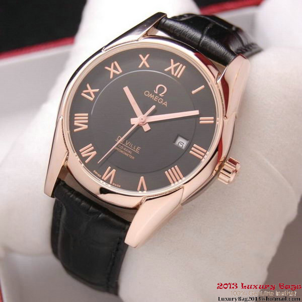 OMEGA DE VILLE Co-AXIAL CHRONOMETER Red Gold on Black Leather Strap OM77024 OMEGA DE VILLE Co-AXIAL CHRONOMETER Red Gold on Black Leather Strap OM77024