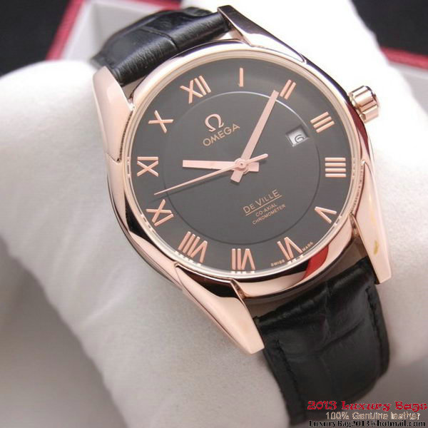 OMEGA DE VILLE Co-AXIAL CHRONOMETER Red Gold on Black Leather Strap OM77024 OMEGA DE VILLE Co-AXIAL CHRONOMETER Red Gold on Black Leather Strap OM77024