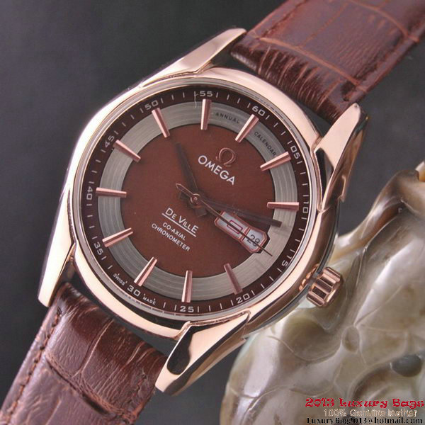 OMEGA DE VILLE HOUR VISION ANNUAL CALENDAR Red Gold on Brown Leather Strap OM77121 OMEGA DE VILLE HOUR VISION ANNUAL CALENDAR Red Gold on Brown Leather Strap OM77121