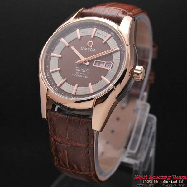 OMEGA DE VILLE HOUR VISION ANNUAL CALENDAR Red Gold on Brown Leather Strap OM77121 OMEGA DE VILLE HOUR VISION ANNUAL CALENDAR Red Gold on Brown Leather Strap OM77121