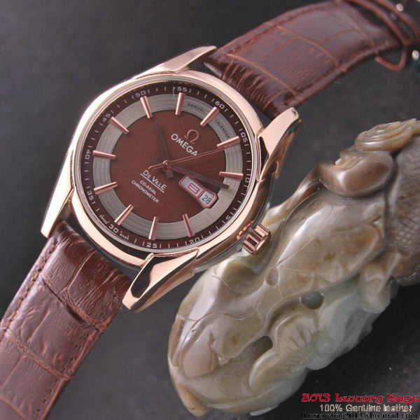 OMEGA DE VILLE HOUR VISION ANNUAL CALENDAR Red Gold on Brown Leather Strap OM77121 OMEGA DE VILLE HOUR VISION ANNUAL CALENDAR Red Gold on Brown Leather Strap OM77121