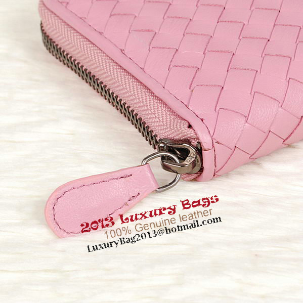 Bottega Veneta Intrecciato Nappa Zip Around Wallet BV20017 Pink Bottega Veneta Intrecciato Nappa Zip Around Wallet BV20017 Pink