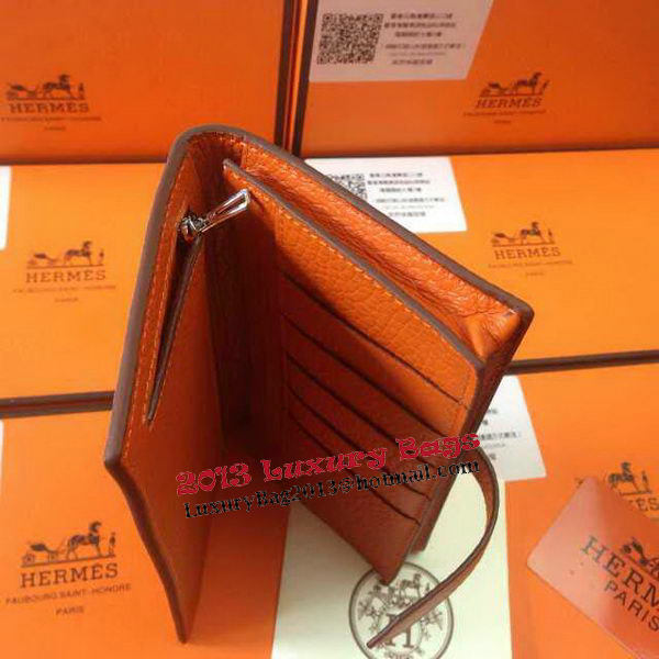 Hermes Bearn Japonaise Grainy Leather Wallet H8622W Orange Hermes Bearn Japonaise Grainy Leather Wallet H8622W Orange