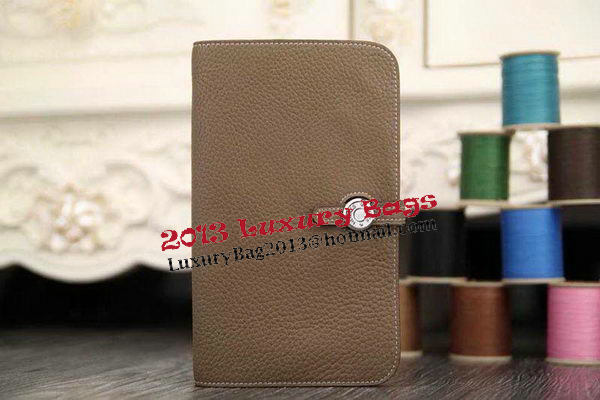 Hermes Compact Passport Holder Original Leather Wallet Grey Hermes Compact Passport Holder Original Leather Wallet Grey