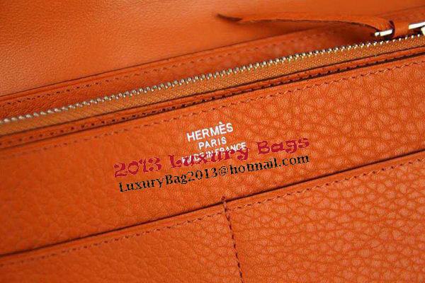 Hermes Compact Passport Holder Original Leather Wallet Orange Hermes Compact Passport Holder Original Leather Wallet Orange