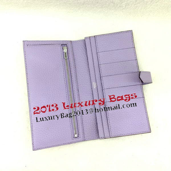 Hermes Bearn Japonaise Bi-Fold Wallet Litchi Leather A208 Lavender Hermes Bearn Japonaise Bi-Fold Wallet Litchi Leather A208 Lavender