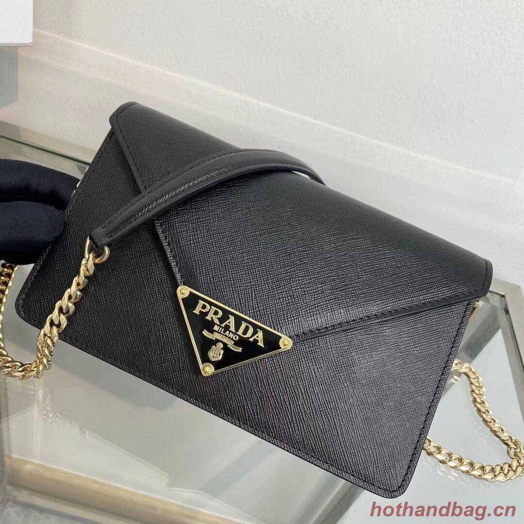 Prada Saffiano leather Identity shoulder bag 1BM318 black