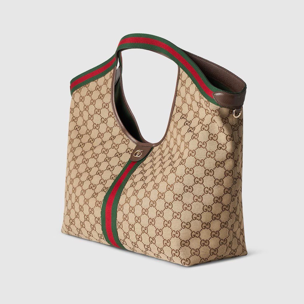 Gucci Giglio Large Tote Bag Variation Beige and Brown GG Canvas 853971 Gucci Giglio Large Tote Bag Variation Beige and Brown GG Canvas 853971