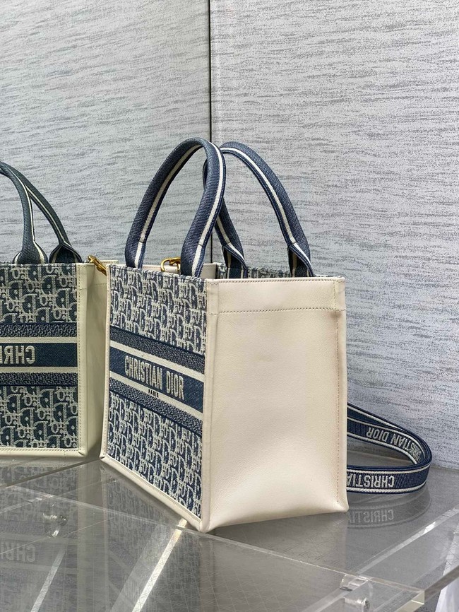 Small Dior Book Tote Dior Oblique Embroidery and Calfskin M1325CZ-1