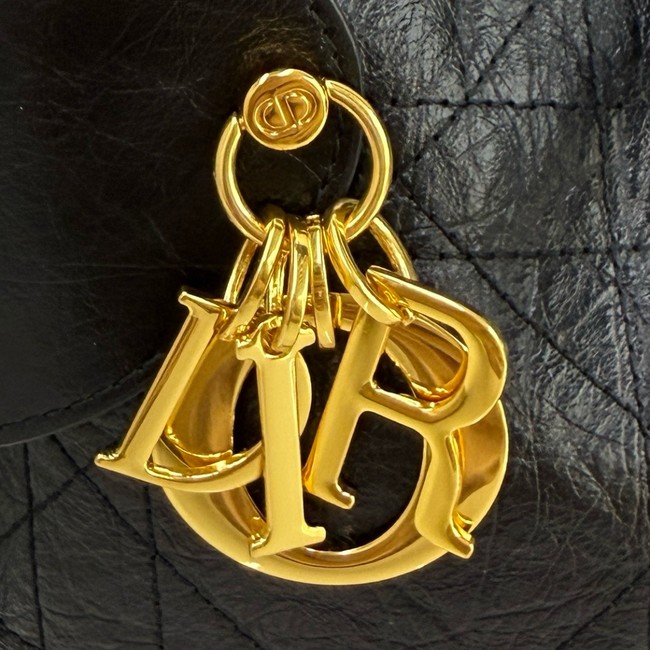 Small Dior Voyage Bag Black Flat Macrocannage Grained Calfskin M2845UJ