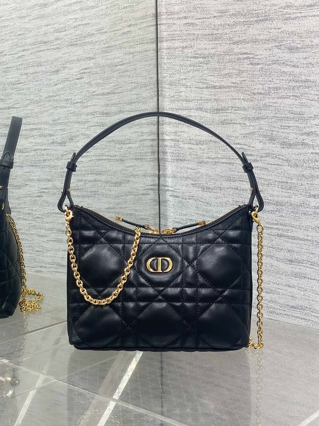 Miss Caro Diorling Mini Bag with Chain Black Macrocannage Lambskin S5253U