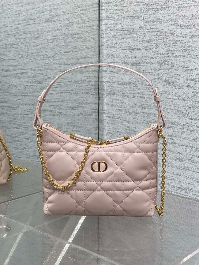 Miss Caro Diorling Mini Bag with Chain Powder Pink Macrocannage Lambskin S5253U