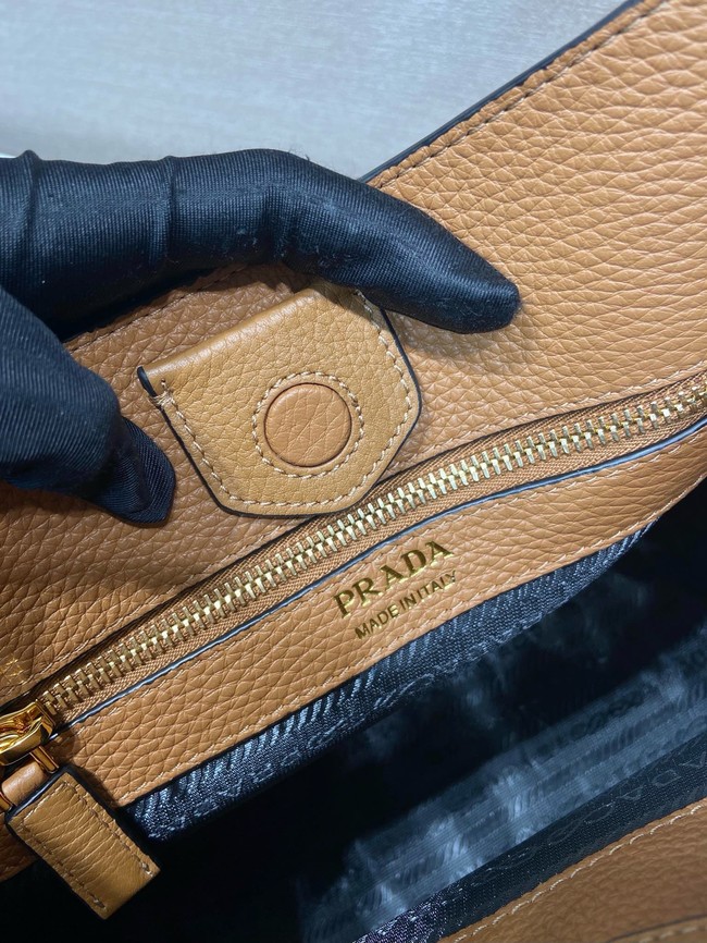 Prada Leather bag with shoulder strap 1BC073 Caramel