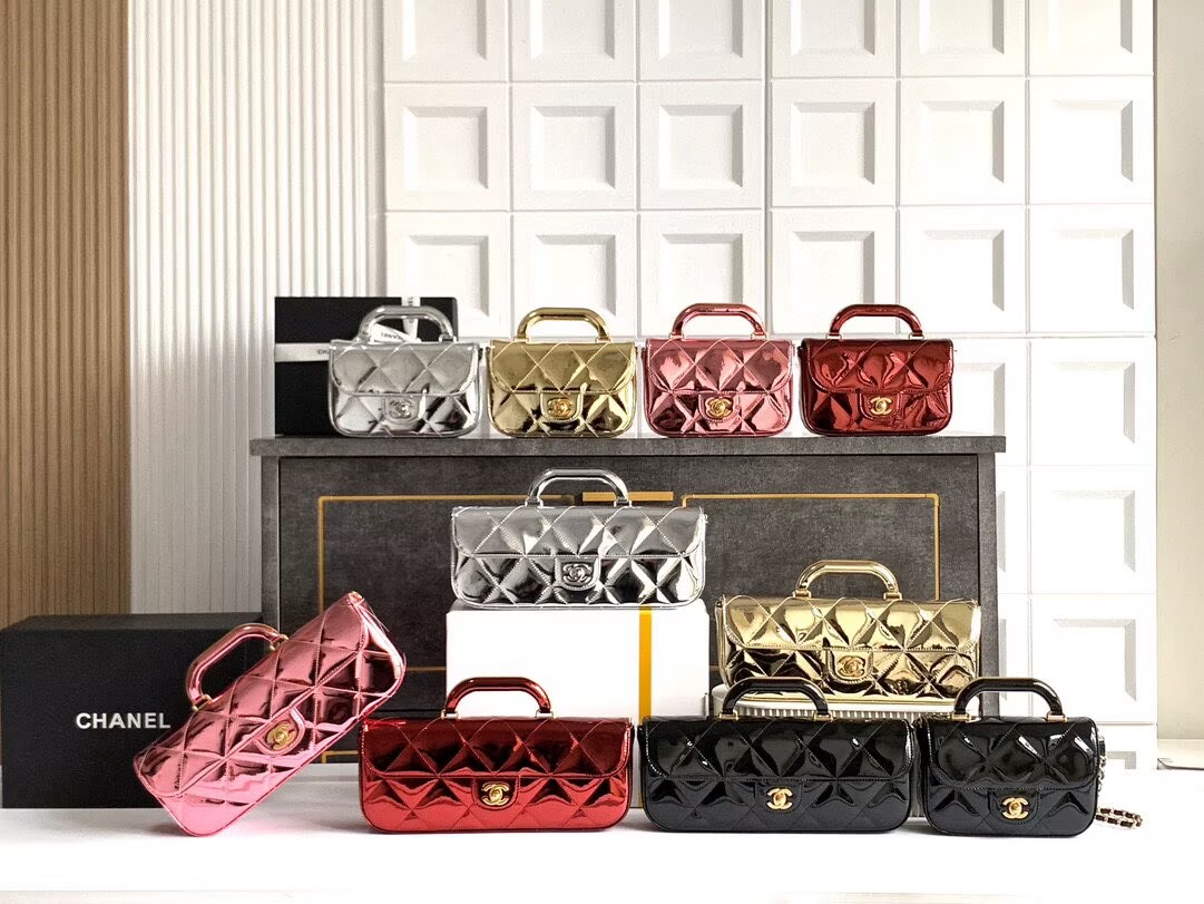 Chanel 25K Original Patent Leather Top Handle Bag A6321 Silver Chanel 25K Original Patent Leather Top Handle Bag A6321 Silver