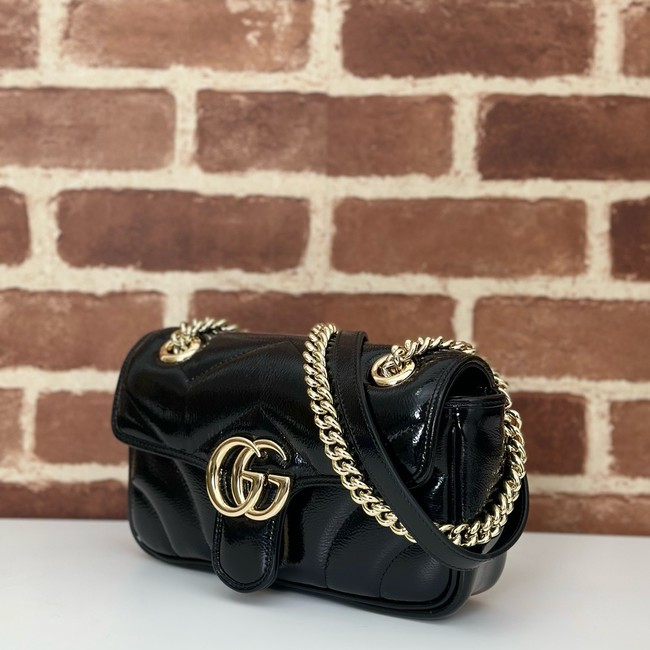 Gucci GG Marmont small shoulder bag Patent leather 446744 black