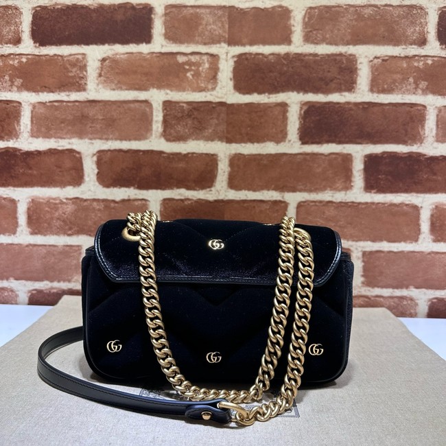 Gucci GG Marmont small shoulder bag velvet 446744 black