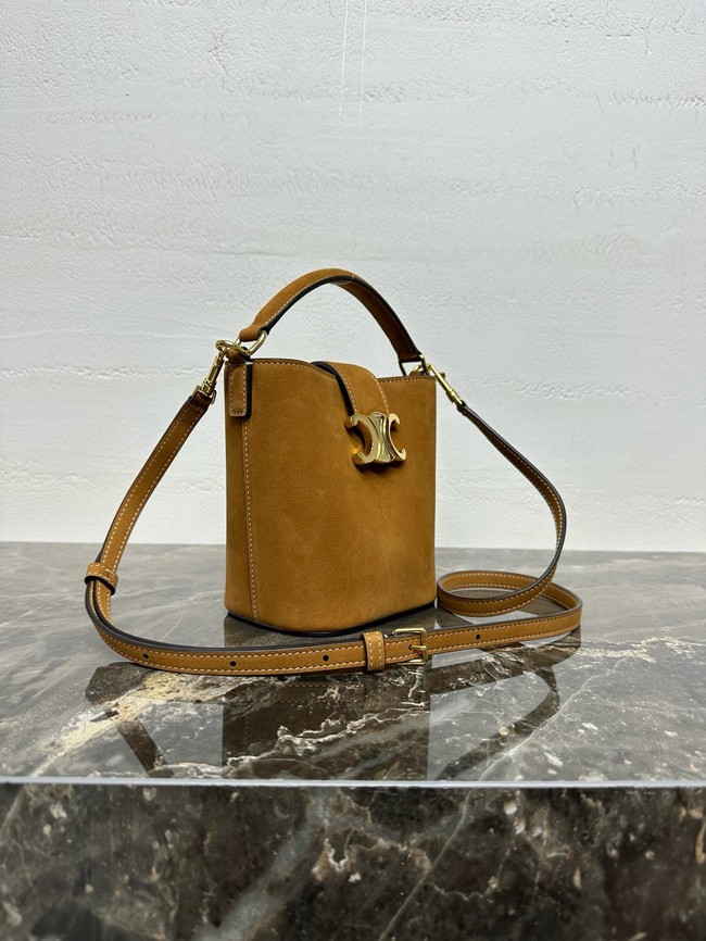 Celine MINI BUCKET LOUISE IN NUBUCK CALFSKIN 10N473 tan