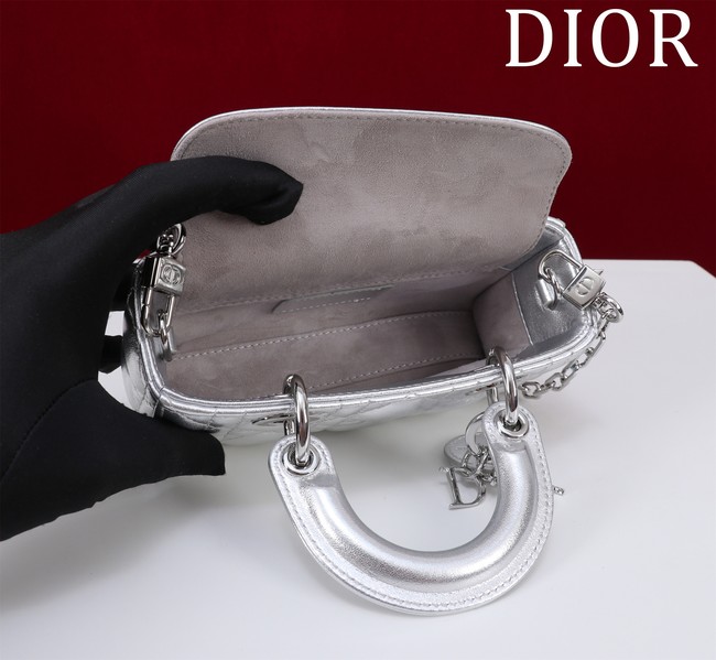 Dior Lady D-Joy Micro Bag Cannage Lambskin S0910O Silver