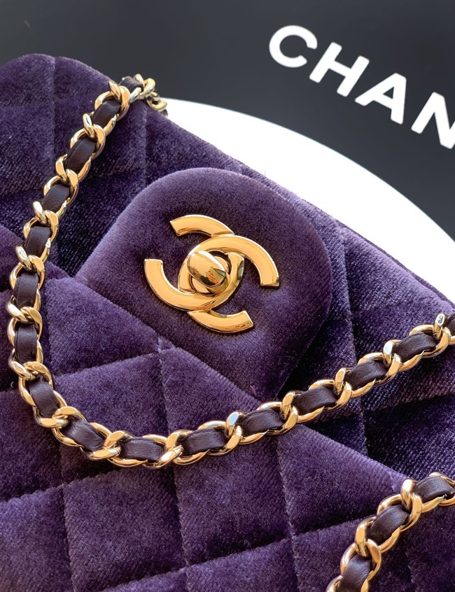 Chanel Mini Classic Handbag velvet AS1786 Purple
