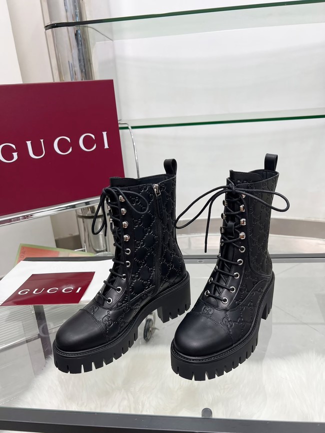 Gucci Womens lace-up ankle boot with GG 840739-1