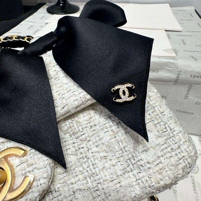 CHANEL Mini Flap Bag with Top Handle AS5875 White & Black