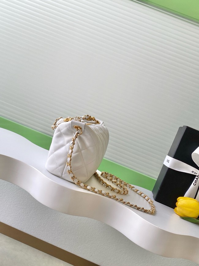Chanel Lambskin Hobo Handbag AS5898 white