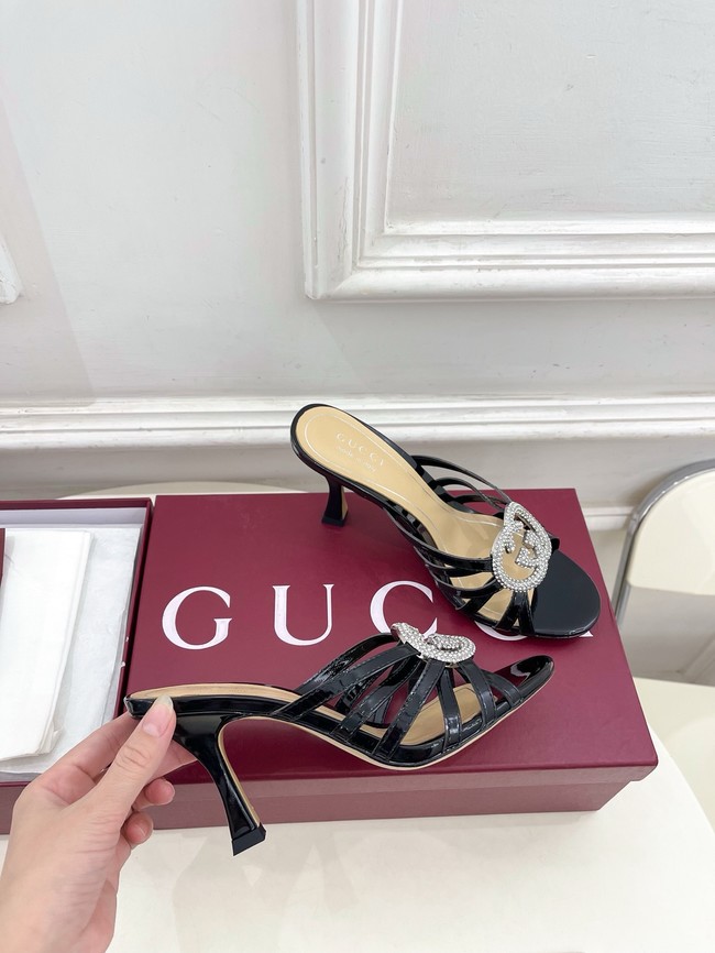 Gucci Womens slide sandal with crystal Interlocking G 852663-6