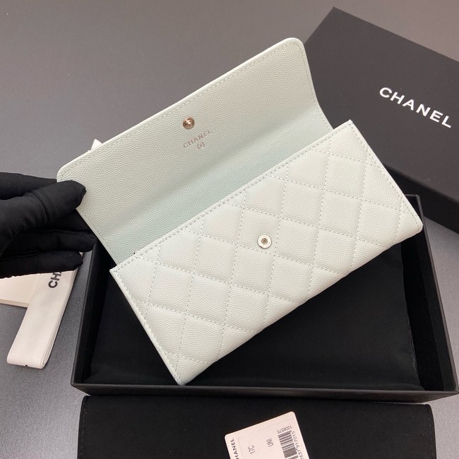 Chanel Long Flap Wallet AP3724 light blue