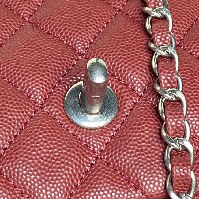 CHANEL Clutch With Chain AS2701 red&Silver Metal