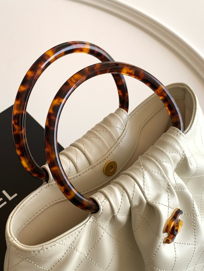 CHANEL Hobo Bag Lambskin AS6010 white