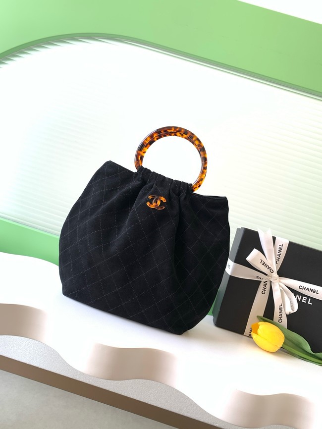 CHANEL Hobo Bag Suede AS6010 black