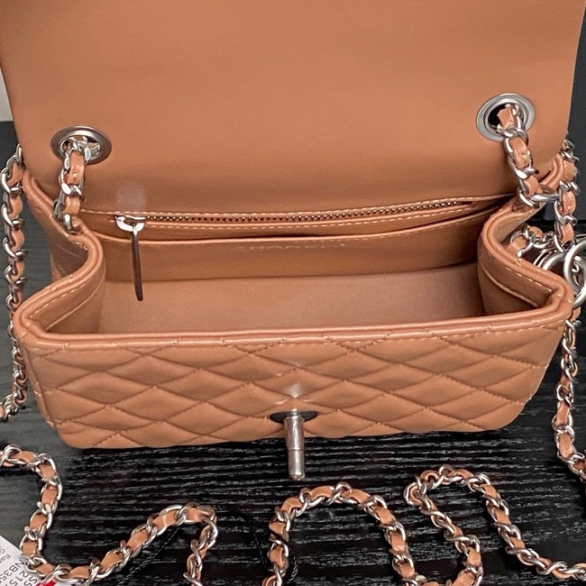 CHANEL Mini Flap Bag AS5758 Camel&Silver Metal