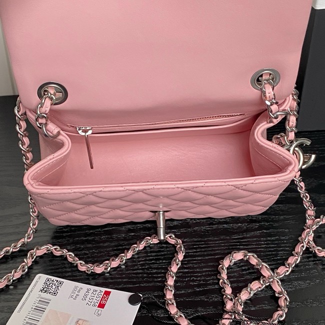 CHANEL Mini Flap Bag AS5758 pink&Silver Metal
