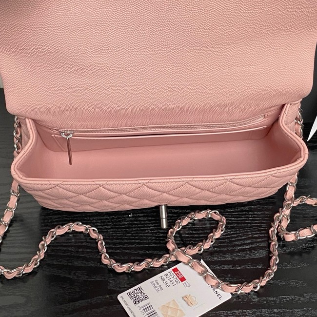 CHANEL Mini Flap Bag with Top Handle AS5702 pink&Silver Metal