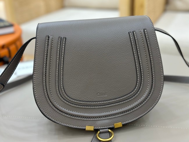 Chloe Grained Calfskin MARCIE saddle bag 31054 dark gray