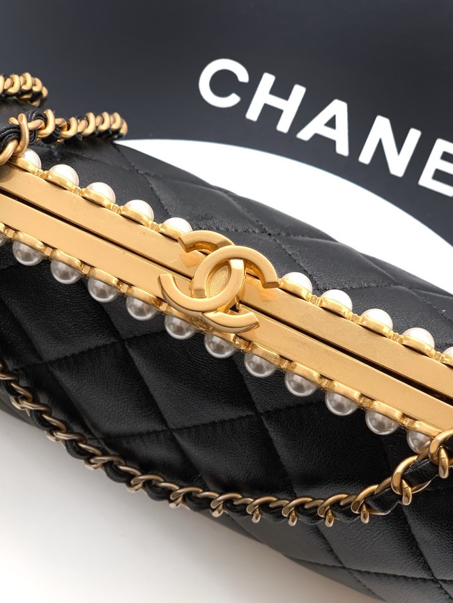 CHANEL Clutch Pearly Lambskin AS5912 black