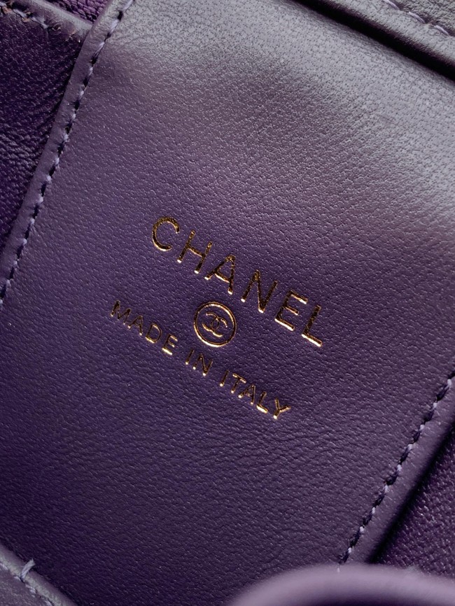 CHANEL velvet Small Vanity with Chain AP3941 Purple