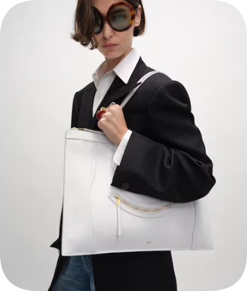 Celine FLAT CABAS NEW LUGGAGE IN GLOSSY CALFSKIN 123963 WHITE