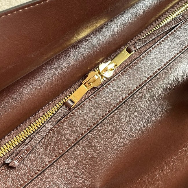 Celine LARGE SMILING NEW LUGGAGE IN SUPPLE SHINY LAMBSKIN 123683 brown