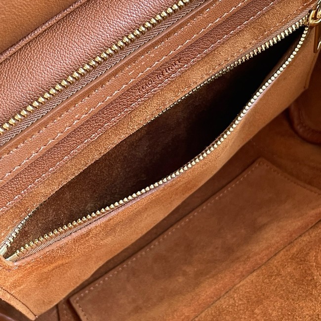 Celine SMALL NEW LUGGAGE IN SUPPLE SHINY LAMBSKIN 124213 SOFT TAN