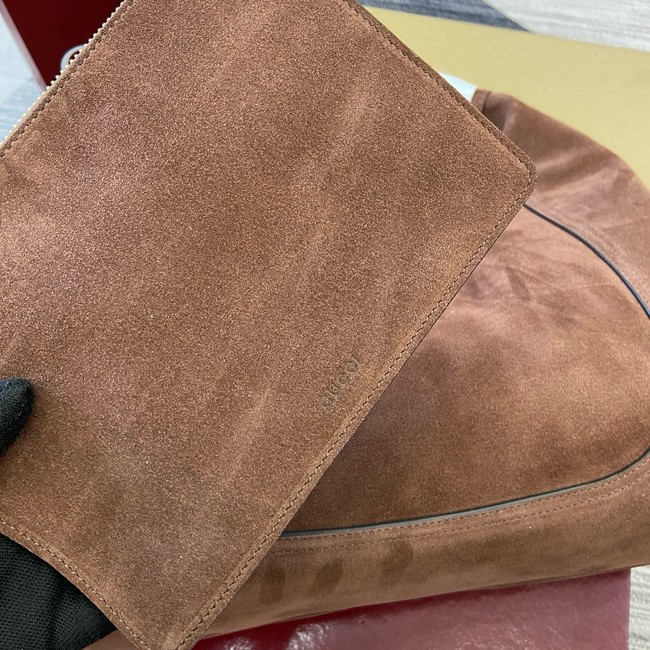 Gucci Softbit maxi shoulder bag Variation 837466  dark brown suede