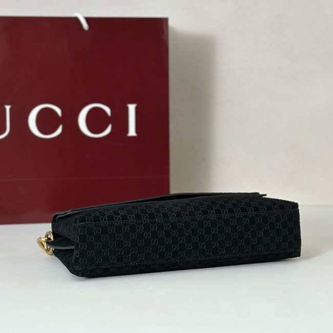 GUCCI Medium shoulder bag with chain Suede 857622 black