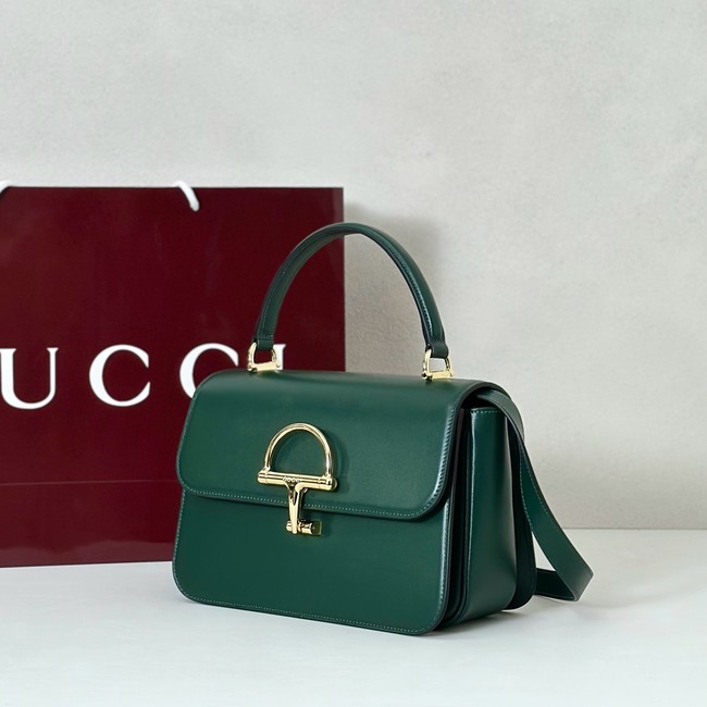 Gucci Siena medium top handle bag 855535 dark green