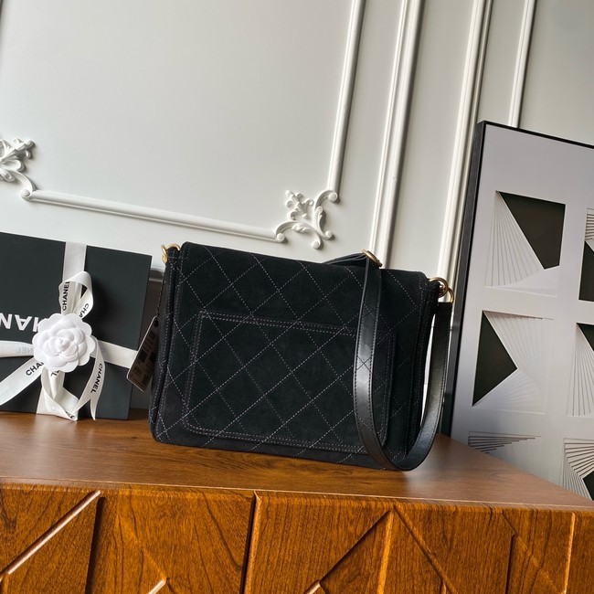 CHANEL Suede Calfskin Shoulder Bag AS5883 black