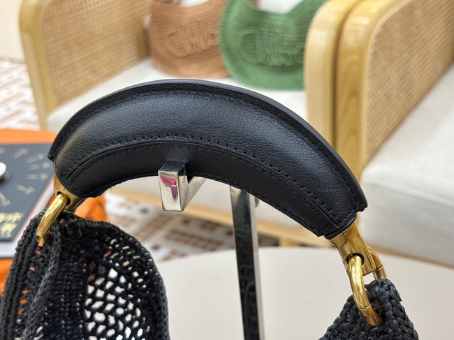 Chloe SUMMER straw and leather tote bag 1668 black