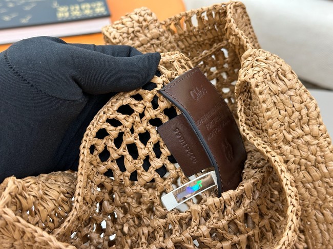 Chloe SUMMER straw and leather tote bag 0824P brown