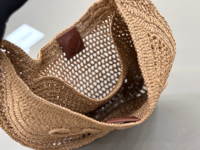 Chloe SUMMER straw and leather tote bag 1668 Apricot