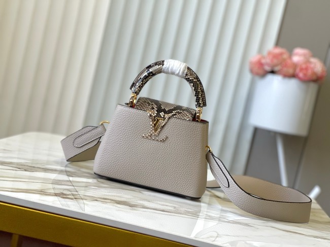 Louis Vuitton Capucines Mini M89369 light gray&gray Snake skin