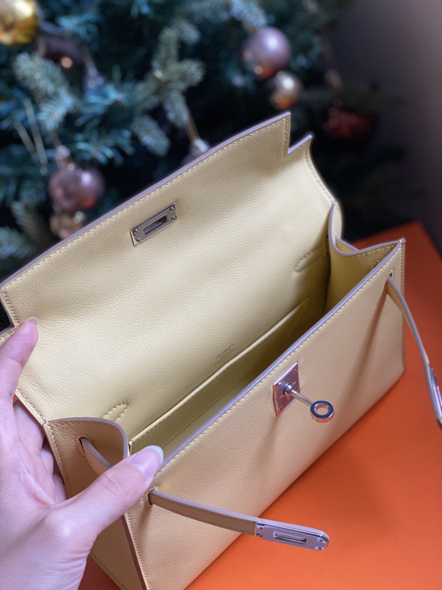 Hermes Original Swift Leather Mini Kelly K22CM H23560 Light yellow